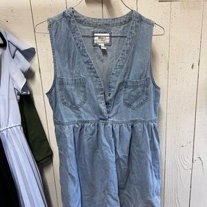 Forever 21 Light Blue Denim V-Neck Dress